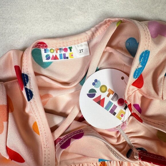 Dot Dot Smile Pink Toddler Girls Heart Print Ballet Dress Red Orange Blue 2T - Picture 3 of 8